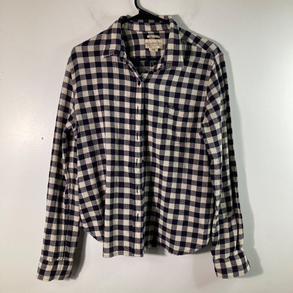 Womens Ralph Lauren Denim‎ & Supply Tomboy Gingham Shirt XL Cotton Textured